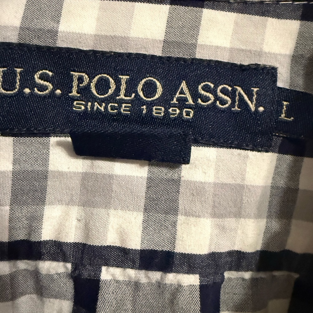 U.S. Polo Assn. Men's Navy and White Plaid Shirt - Picture 3 of 7